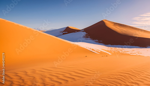 Sand Dunes in a Snowy Desert  A Mysterious and Beautiful Landscape of Nature