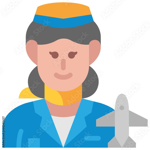 air hostess flat icon