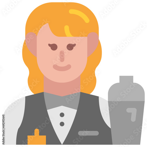 female bartender flat icon