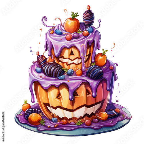 Watercolor Halloween Sweets Cake Clipart Illustration