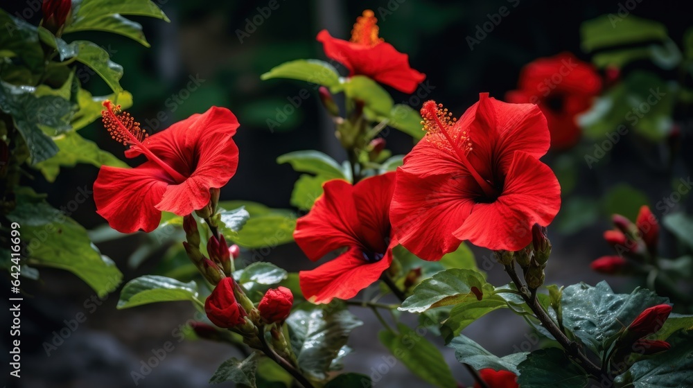 Red Hibiscus flowers Isolated. Mother's day concept with a copy space. Valentine day concept with a copy space. Greeting Card Concept.
