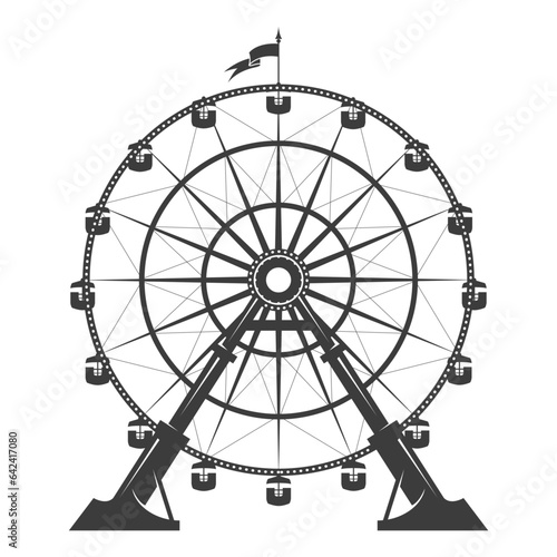 Big ferris wheel in amusement park  observation wheel attraction  vector