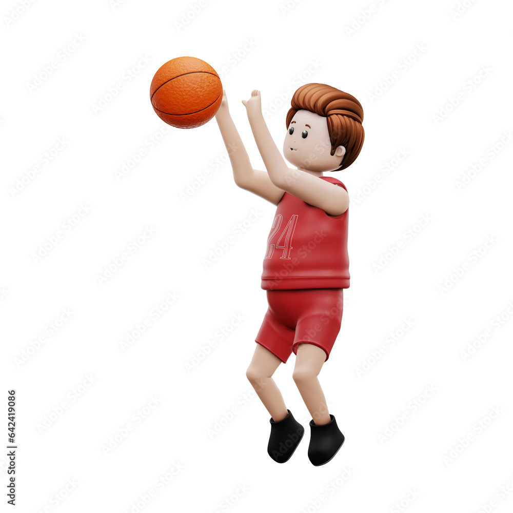 3d boy playing basketball