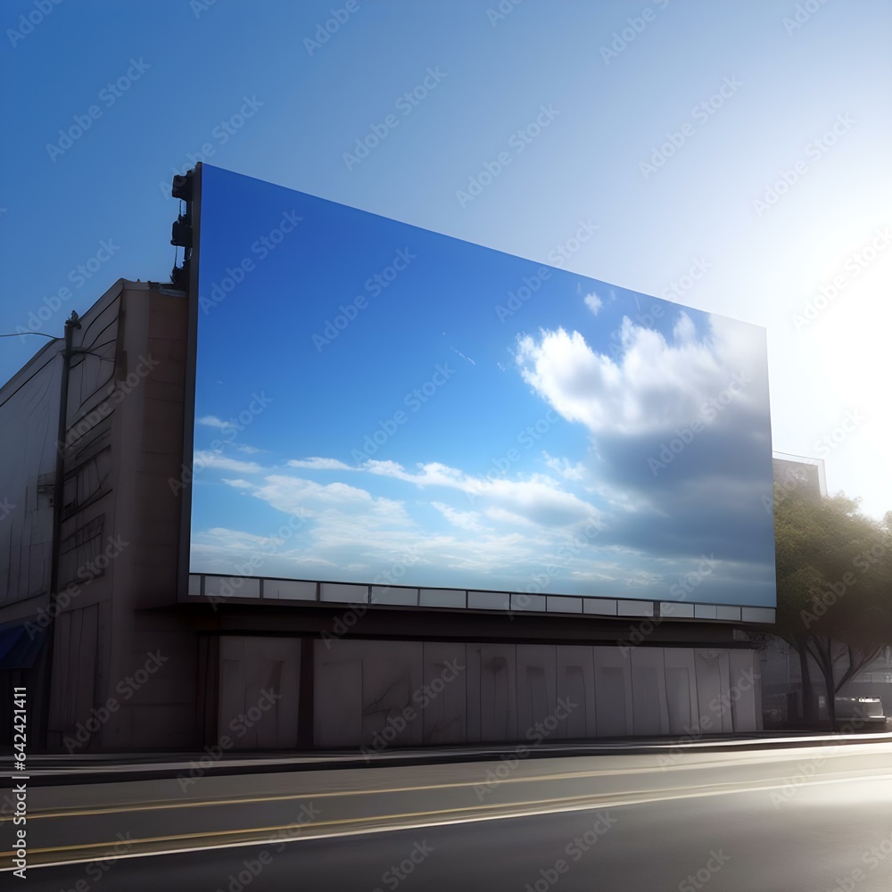 Obraz premium Billboard next to roadside trees AI