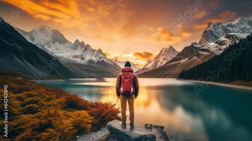 traveler, the person in the mountains, watching mountains, backside view, landscape 