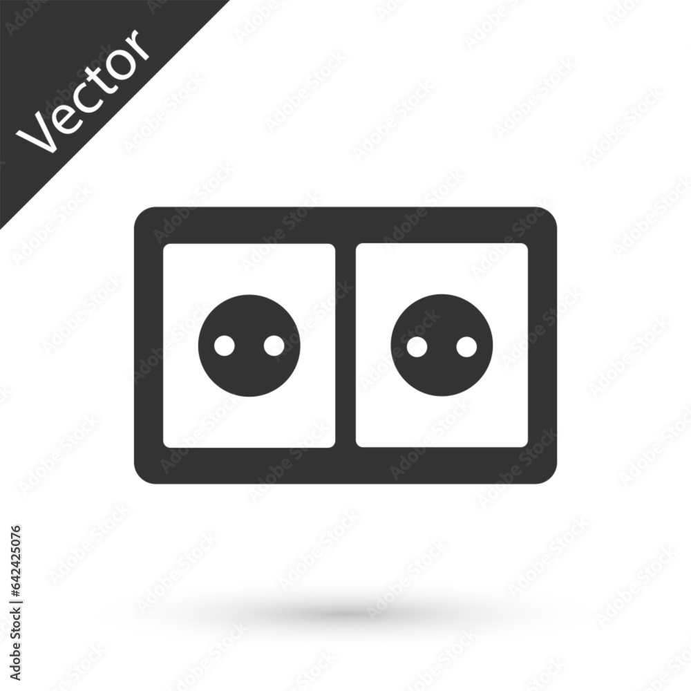 Grey Electrical outlet icon isolated on white background. Power socket. Rosette symbol. Vector Grey Electrical outlet icon isolated on white background. Power socket. Rosette symbol. Vector