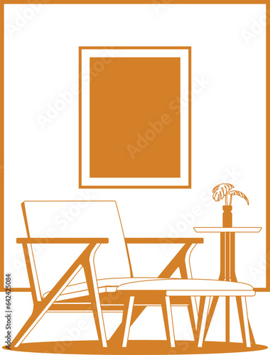 Fototapeta Naklejka Na Ścianę i Meble -  modern minimalist interior living room vector illustration