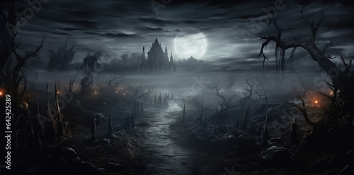 background scary halloween dark night with full moon