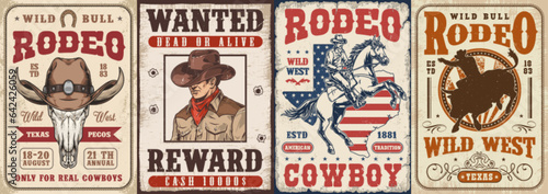 Cowboy rodeo colorful set stickers