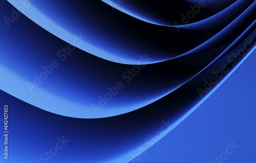 Blue abstract background with curved lines, 3d render