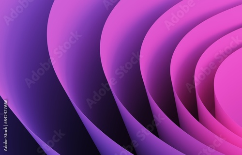 Bright abstract purple-pink background with dynamically curved three-dimensional lines, 3d rendering
