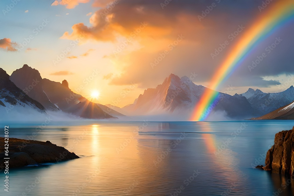 Rainbow over the sea generated Ai Rainbow over the sea generated Ai