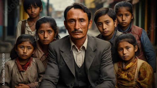 Portrait of a middle eastern family with many children