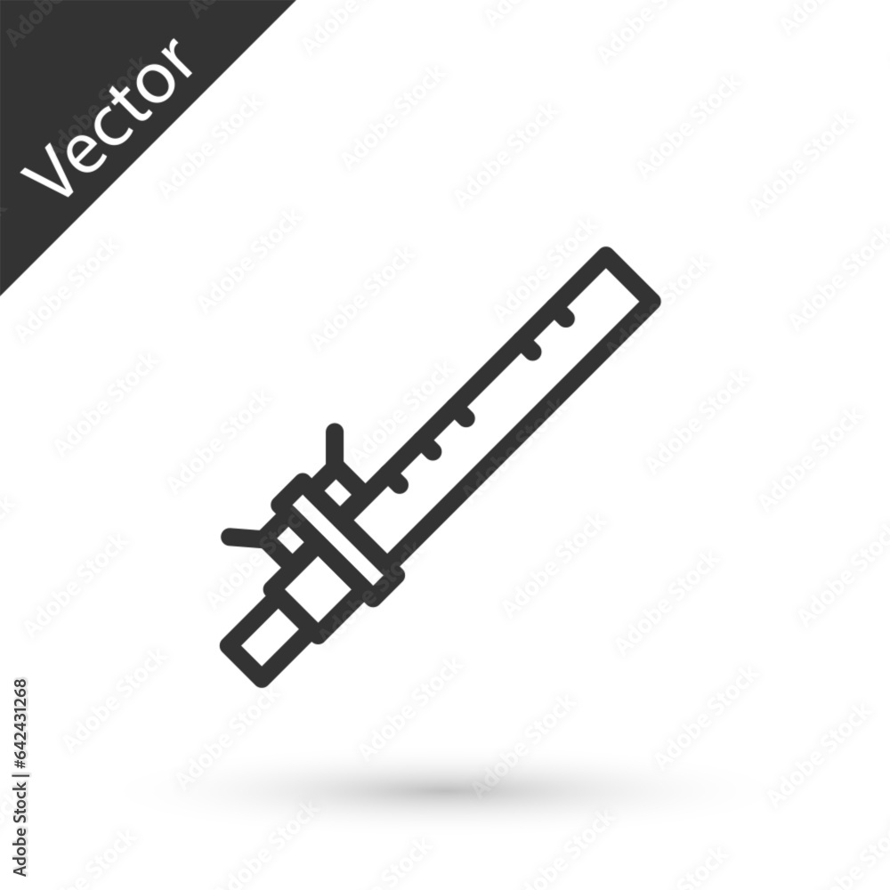 Grey line Bamboo flute indian musical instrument icon isolated on white background. Vector Grey line Bamboo flute indian musical instrument icon isolated on white background. Vector