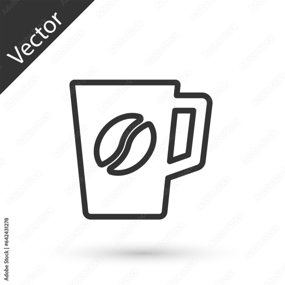 Grey line Coffee cup icon isolated on white background. Tea cup. Hot drink coffee. Vector Grey line Coffee cup icon isolated on white background. Tea cup. Hot drink coffee. Vector
