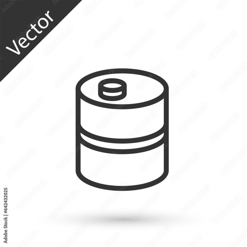 Grey line Metal beer keg icon isolated on white background. Vector Grey line Metal beer keg icon isolated on white background. Vector