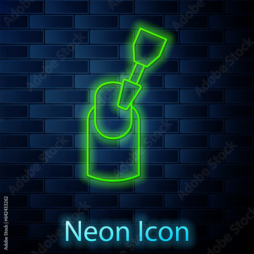 Glowing neon line Milling cutter for manicure icon isolated on brick wall background. Apparatus for manicure. Manicure tools. Vector