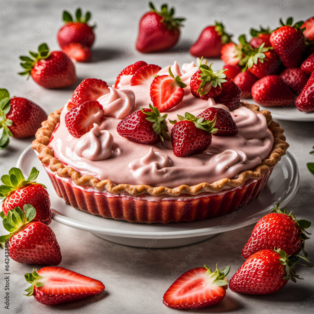 STRAWBERRY CREAM PIE, Generative AI illustrations STRAWBERRY CREAM PIE, Generative AI illustrations