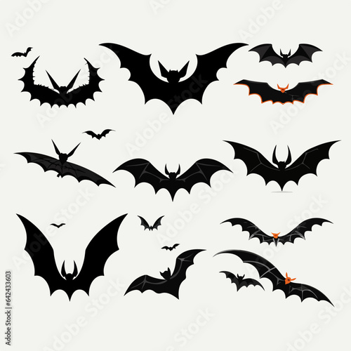 Autumn skies alive with the presence of halloween bats. AI Generation.