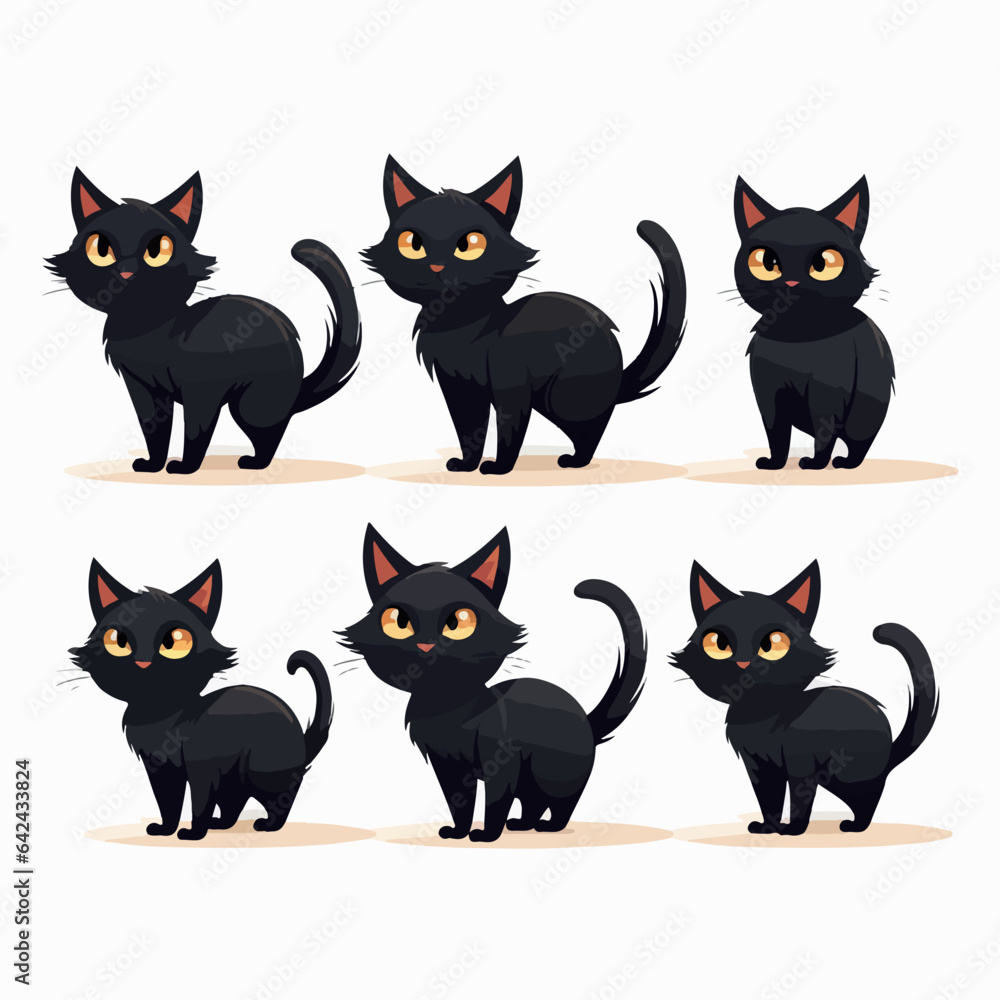 Whimsical Halloween cat in vector form. AI Generation.