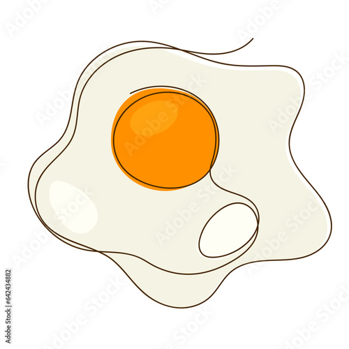 fried egg line art flat vector illustration cartoon logo icon clipart isolated on white background