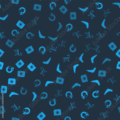 Set Tomography, Inhaler, Operating table and Nurse hat with cross on seamless pattern. Vector