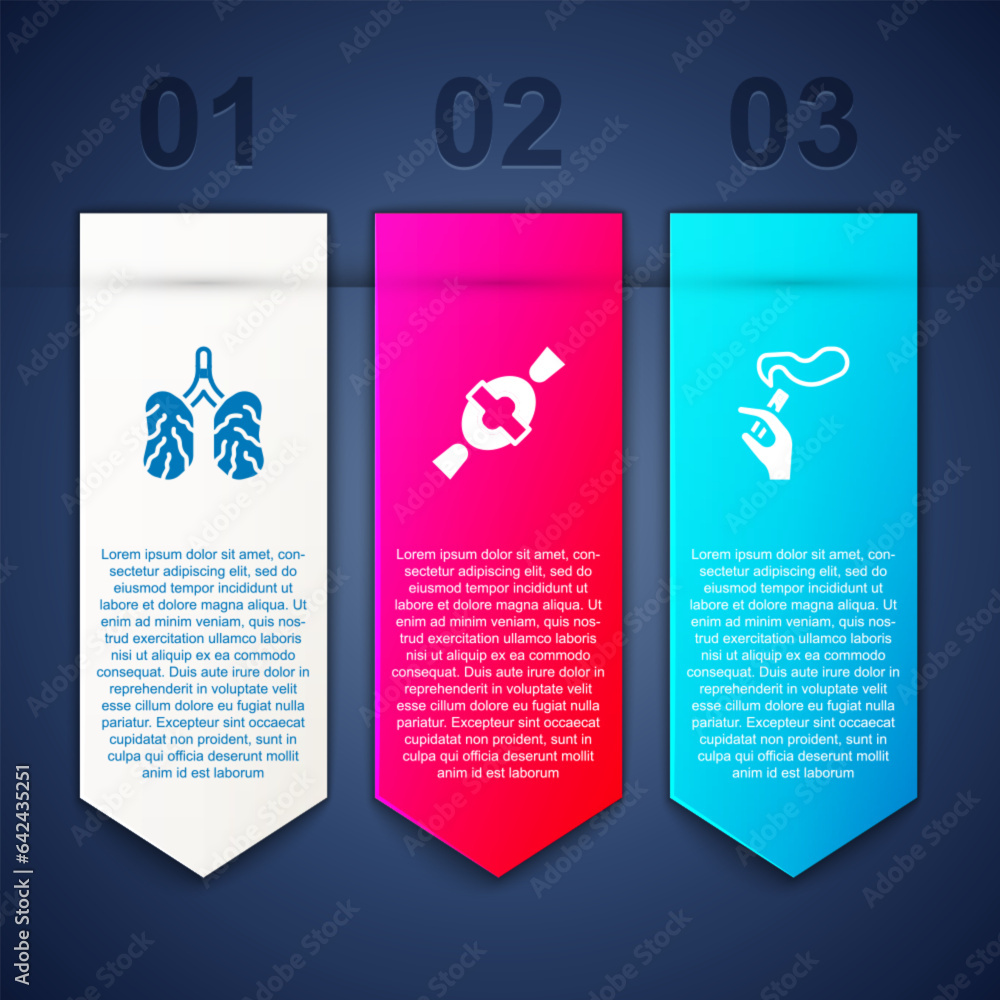 Set Disease lungs, Candy and Hand with smoking cigarette. Business infographic template. Vector Set Disease lungs, Candy and Hand with smoking cigarette. Business infographic template. Vector
