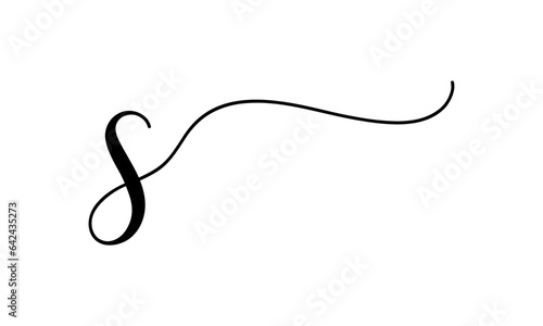 S Letter Logo with Elegant Black Lines Design. Minimalist art shape logo.