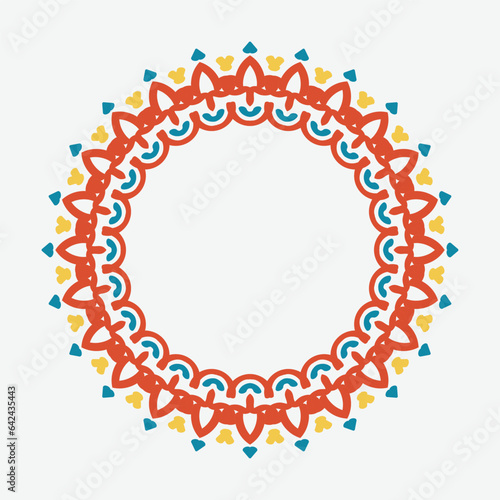 Decorative circle frame. Rounded ring with ornate ornament in oriental and arabic style antique disk with patterned vector ornament.