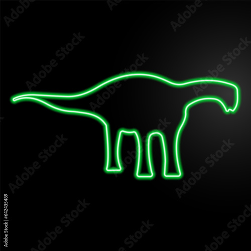 diplodocus neon sign, modern glowing banner design, colorful modern design trend on black background. Vector illustration.