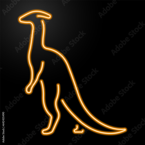 parasaurolophus neon sign, modern glowing banner design, colorful modern design trend on black background. Vector illustration.