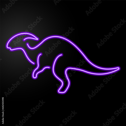 parasaurolophus neon sign, modern glowing banner design, colorful modern design trend on black background. Vector illustration.