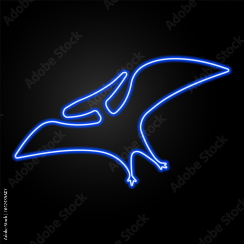 pterodactyl neon sign, modern glowing banner design, colorful modern design trend on black background. Vector illustration.
