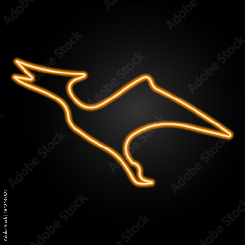 pterodactyl neon sign, modern glowing banner design, colorful modern design trend on black background. Vector illustration.