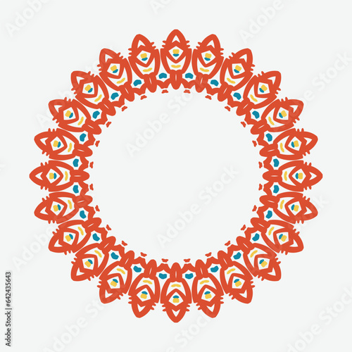Decorative circle frame. Rounded ring with ornate ornament in oriental and arabic style antique disk with patterned vector ornament.