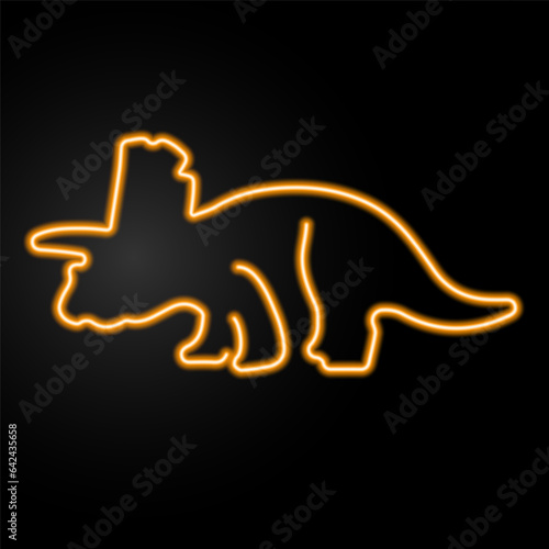 triceratops neon sign, modern glowing banner design, colorful modern design trend on black background. Vector illustration.