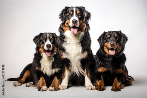 bernese mountain dog family group dogs sitting