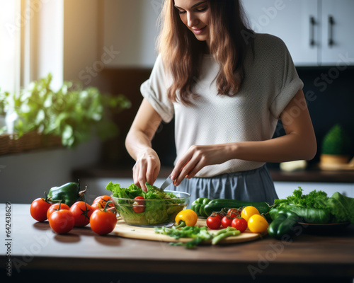 Woman Preparing Healthy Keto Diet Meals in a Modern Kitchen 