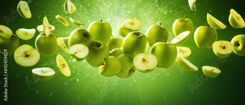 Close up of a freshly cut green apples