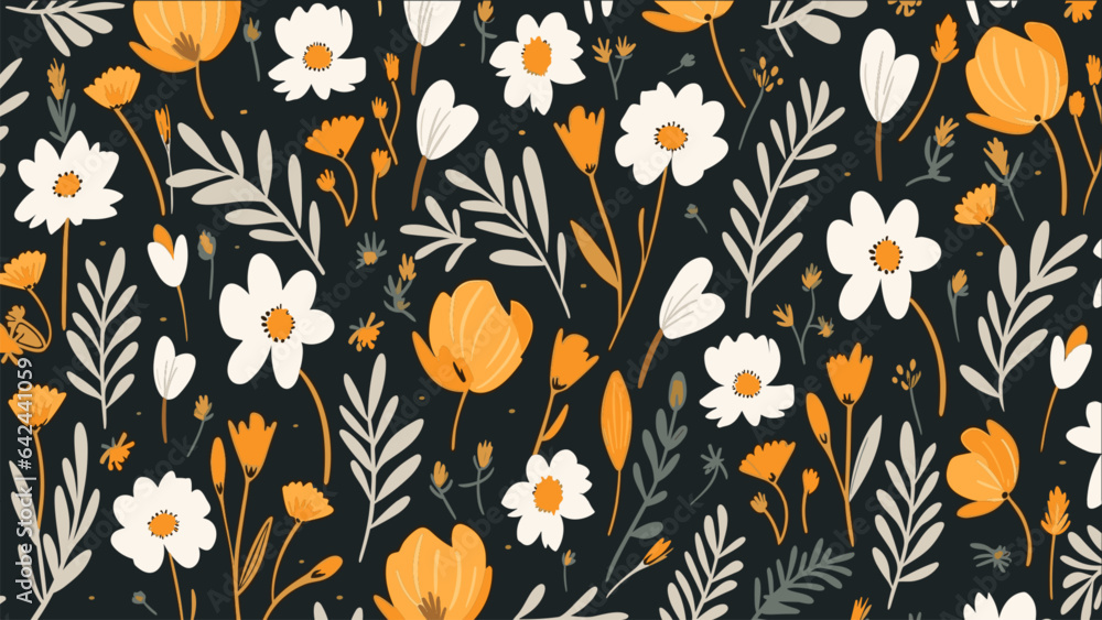 Hand drawn seamless floral pattern print, bouquets, flower compositions Hand drawn seamless floral pattern print, bouquets, flower compositions