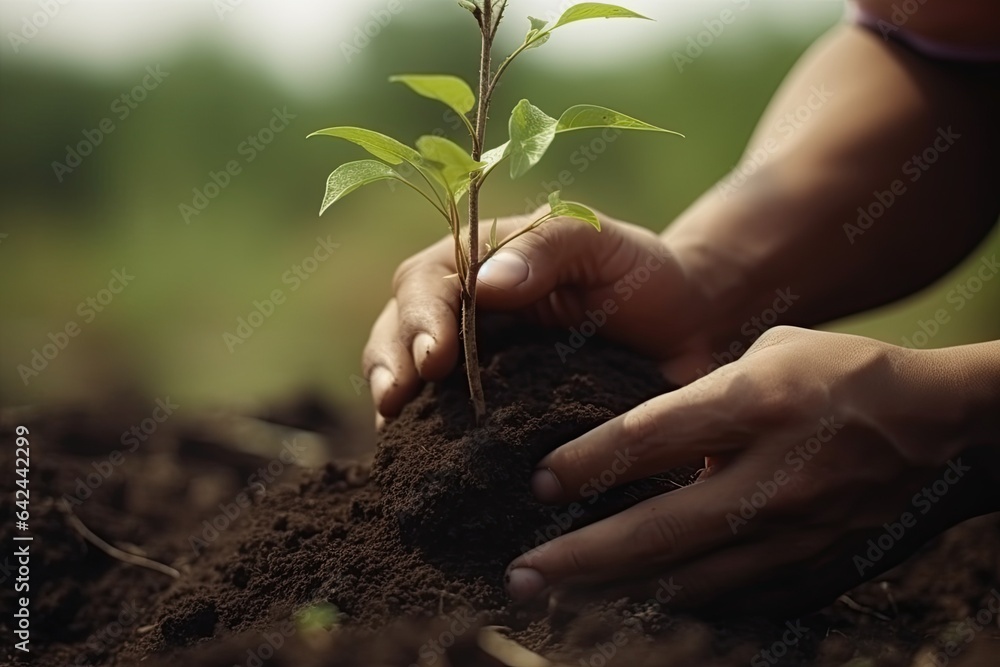 Fototapeta premium planting a plant, save the earth concept