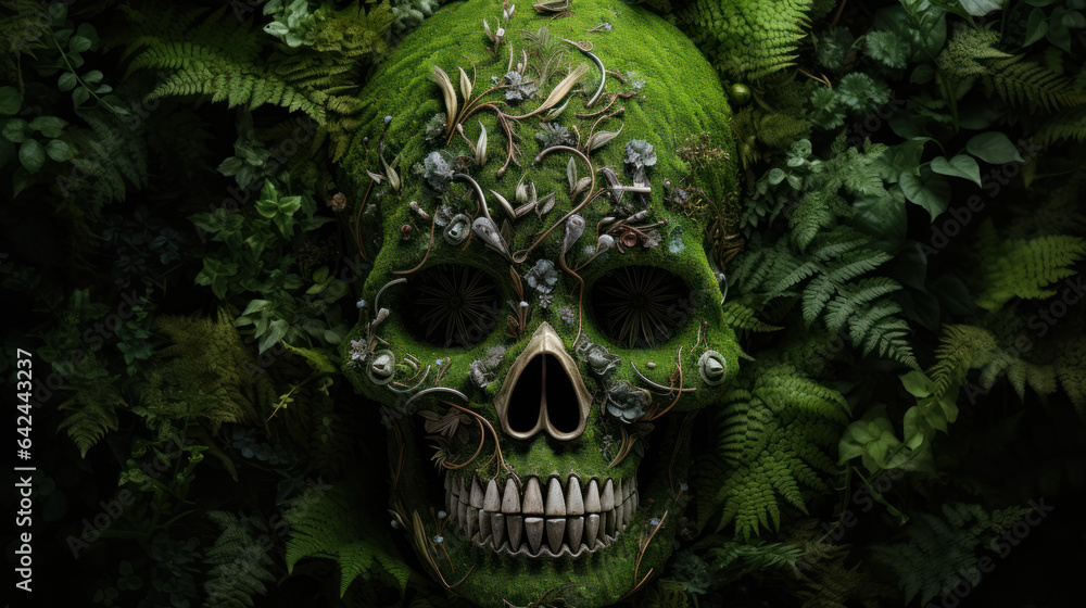 Verdant Vitality: Plant-formed Skull