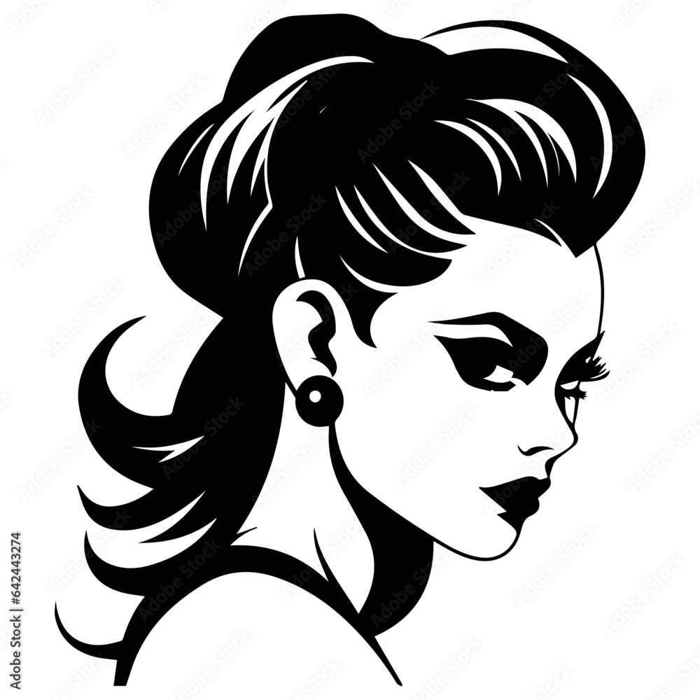 Woman Profile Silhouettes - Vector Illustration