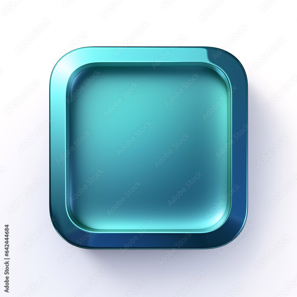 Blank Mobile application icon, button - turquoise square with round corners. 3d style Blank Mobile application icon, button - turquoise square with round corners. 3d style