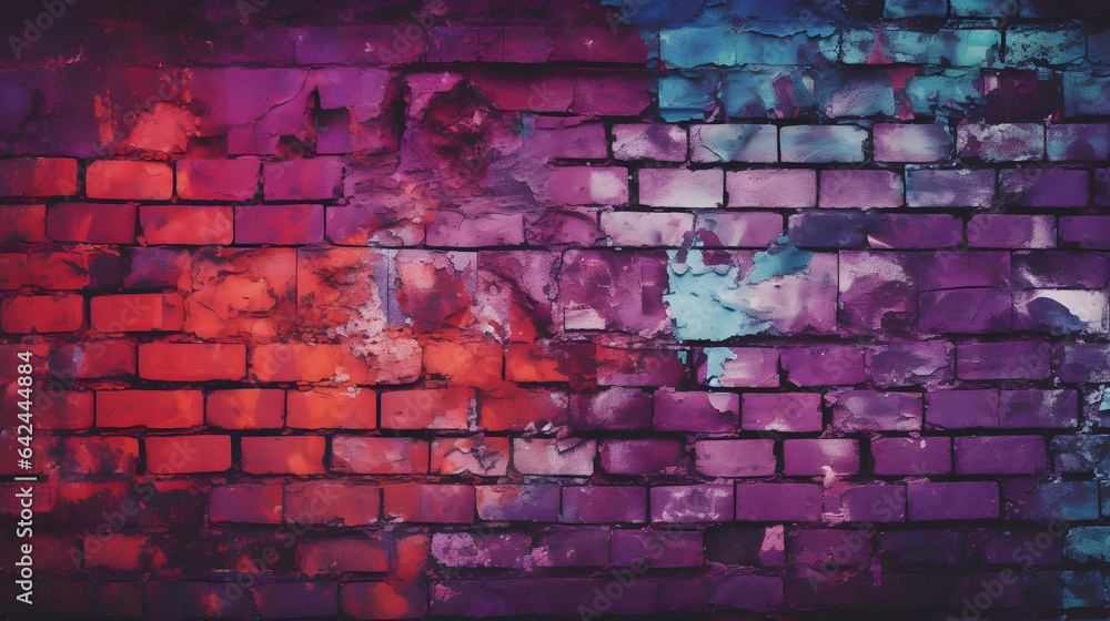Fototapeta premium Purple red brown old brick wall