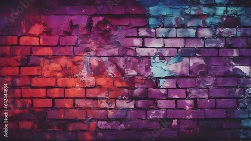 Purple red brown old brick wall