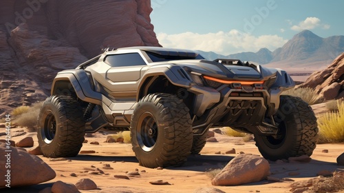 Desert Trailblazing Excellence in Luxury Bliss: Futuristic 4x4 Cars in Action © Yaroslav Herhalo