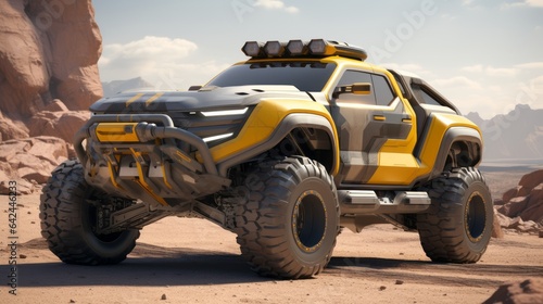 Futuristic Desert Escapes in Luxury Bliss: Hi-Tech Buggy Cars Roaming the Desert