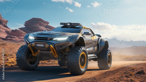 Desert Trailblazing Excellence in Luxury Bliss: Futuristic 4x4 Cars in Action © Yaroslav Herhalo