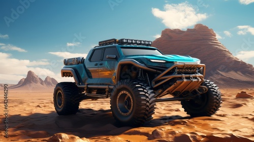 Desert Dominance in Luxury Bliss: Futuristic 4x4 Cars Tackling Arid Challenges © Yaroslav Herhalo